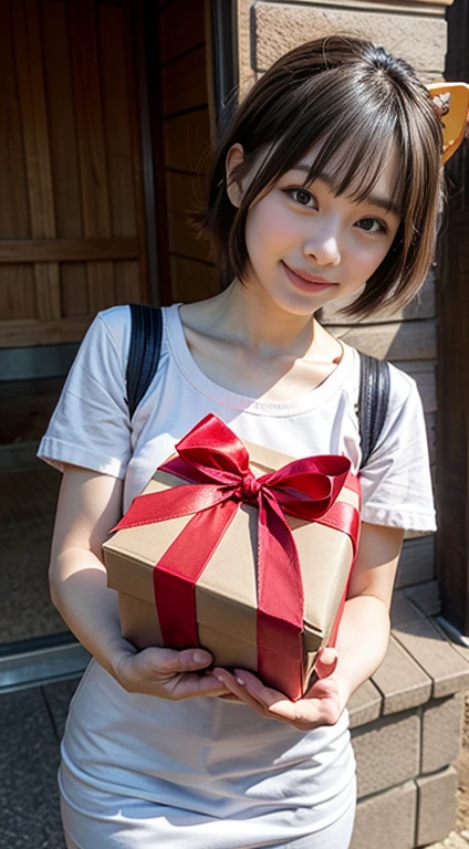 (realistic:1.3), finely detailed, quality, rembrandt lighting, (masterpiece:1.2), (photorealistic:1.2), (best quality), (detailed skin:1.3), (intricate details), dramatic, ray tracing, 1girl, japanese girl, 21 years old, detailed skin texture, (goosebumps:0.5), subsurface scattering, looking at viewer, shy, smiling, blushing cheeks, medium breasts, short hair curls, bangs, hair between eyes, turtleneck sweater dress, love letter, incoming gift, (night, night sky, park, trees, tokyo tower far away), <lora:love_letter_v1:0.7>