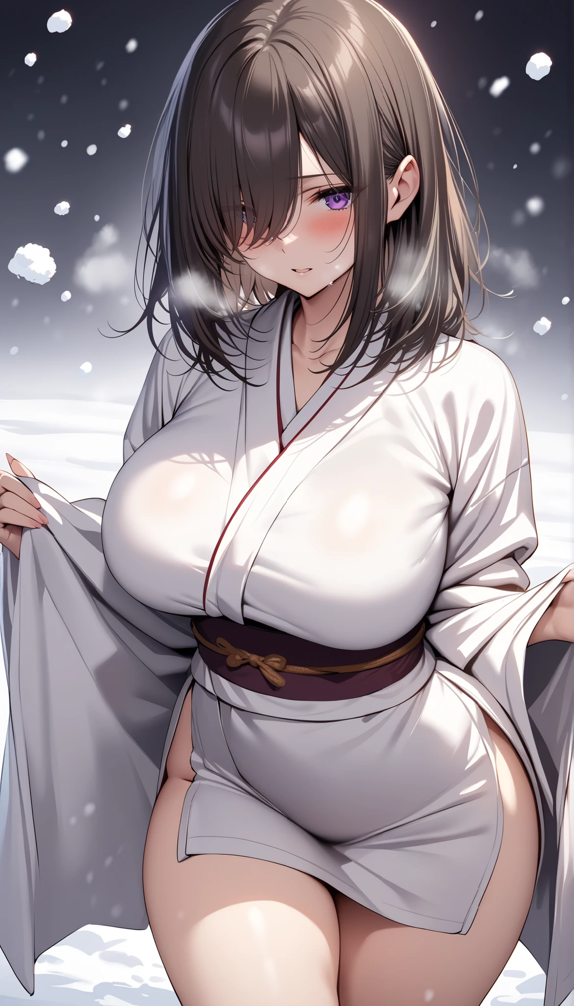 1female,15year old,Huge breasts,Pornographic exposure, 独奏,(Background with:coniferous forest,at winter season,Snow on the ground) She has long flowing black hair, standing on your feet,Sweat profusely,drenched all over the body,Superman uniform,Wear a bathrobe,frontage, hair straight, Very long hair,mostly cloudy sky,(((tmasterpiece),(Very detailed CG unity 8K wallpaper),best qualtiy,cinmatic lighting,detailed back ground,beatiful detailed eyes,Bright pupils,(Very fine and beautiful),(Beautiful and detailed eye description),ultra - detailed,tmasterpiece,)),facing at camera,A high resolution,ultra - detailed),beautifullegs,revealing breasts,facing at camera,Flushed complexion,Orgasmic face,Smile,Pornographic exposure,Protruding underparts,Camel toes,with no underpants,legs are open