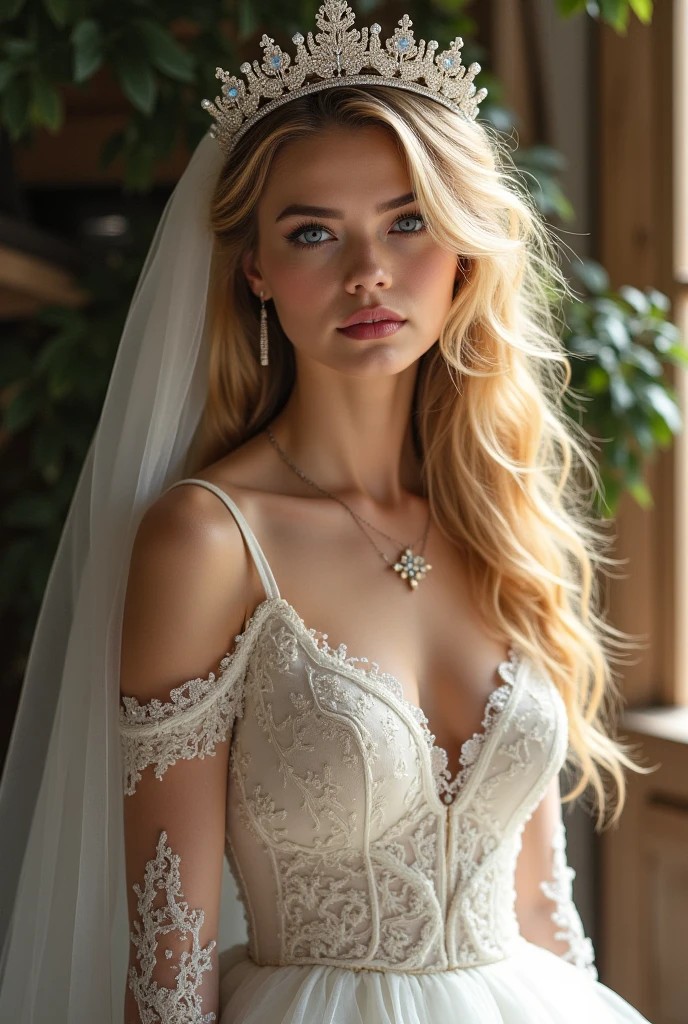 In a tale of love and style, our stunning blonde bride graces the cover of this special edition. Dressed in a lush wedding gown that captures the essence of femininity and romance, she embodies the ethereal dream vision. Every intricate detail, from the delicate embroidery to the flowing train, is a tribute to timeless elegance. Under the soft light, the bride glows, radiant with anticipation and grace. In this wedding editorial, we celebrate the beauty of tradition and the boldness of modernity, featuring a blonde woman who embodies the contemporary bride, combining the innocence of eternal love with the confidence of a new age. A cover that not only enchants, but also celebrates the eternal promise of love.