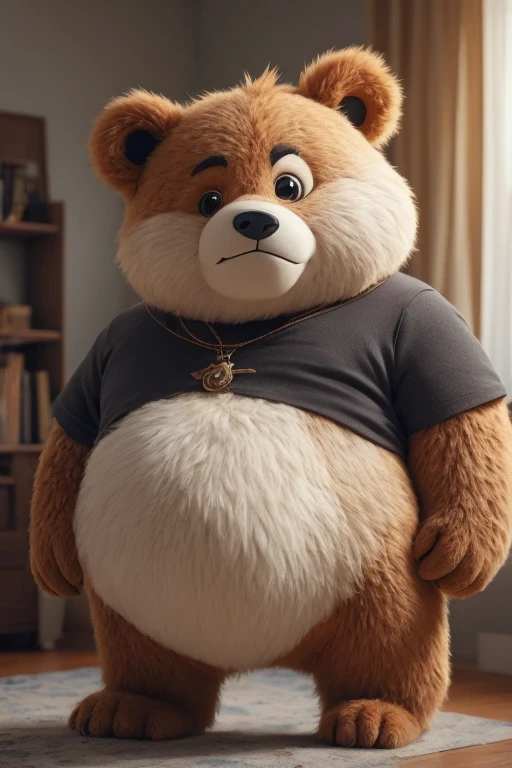 Fat Huge Daddy Furry Nightmare Fredbear Bigger belly and large chunky body and Belly wearing Black Shorts and sitting on the sofa Waiting for a Hug and hes flying 