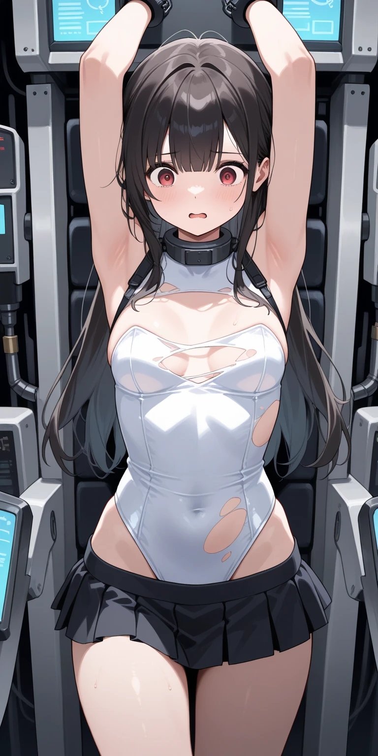 UHD, retina, ccurate, anatomically correct, super detail, high details, high quality, best quality, HD, 4K,{{{mkm1, short hair}}},2d cel anime, {{{katou megumi}}}, {{saenai heroine no sodatekata , brown eyes}}, science fiction, girl into machine box, {{{machine wall on both sides of the girl}}}, machine box, cables, wire, {{{mechanical restraints}}}, {{stationary restraints}}, nsfw, 1 girl, completely nude, {{outstretched arms, airplane arms}}, {{{{wide open legs, wide spread legs}}}}, {{{suspension girl}}}, {{machine restrains the limbs}}, {{limbs connecting to machine box, limbs inside machine box}}, {{girl stuck in the machine box}}, {nipples}, navel, pussy, open mouth, raised eyebrows, {{sad}}, {{tearful}}, sweat, love juice, adult, black shiny hair, medium hair, yellow eyes, medium breast, indoor, {inside machine box}, {cowboy shot}, facing viewer, from outside, perfect face, perfect anatomy, intricate, (highly detailed),mechanical_restraints,helmet,brainwashnaked ,topless ,pussy ,detailed pussy ,nipple ,go commando, braless ,{Milking Machine}