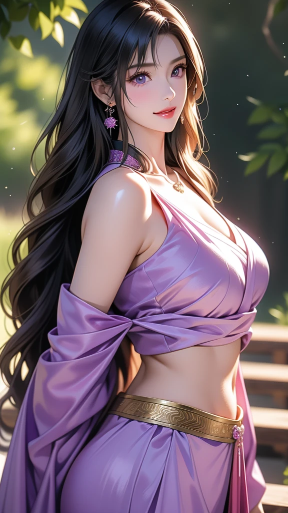 Tall (Giantess:1.3), athleic, (muscly:1.2), cute (gentle:1.2) magical girl with twintail black hair, pink clothes, (skirt:1.5)