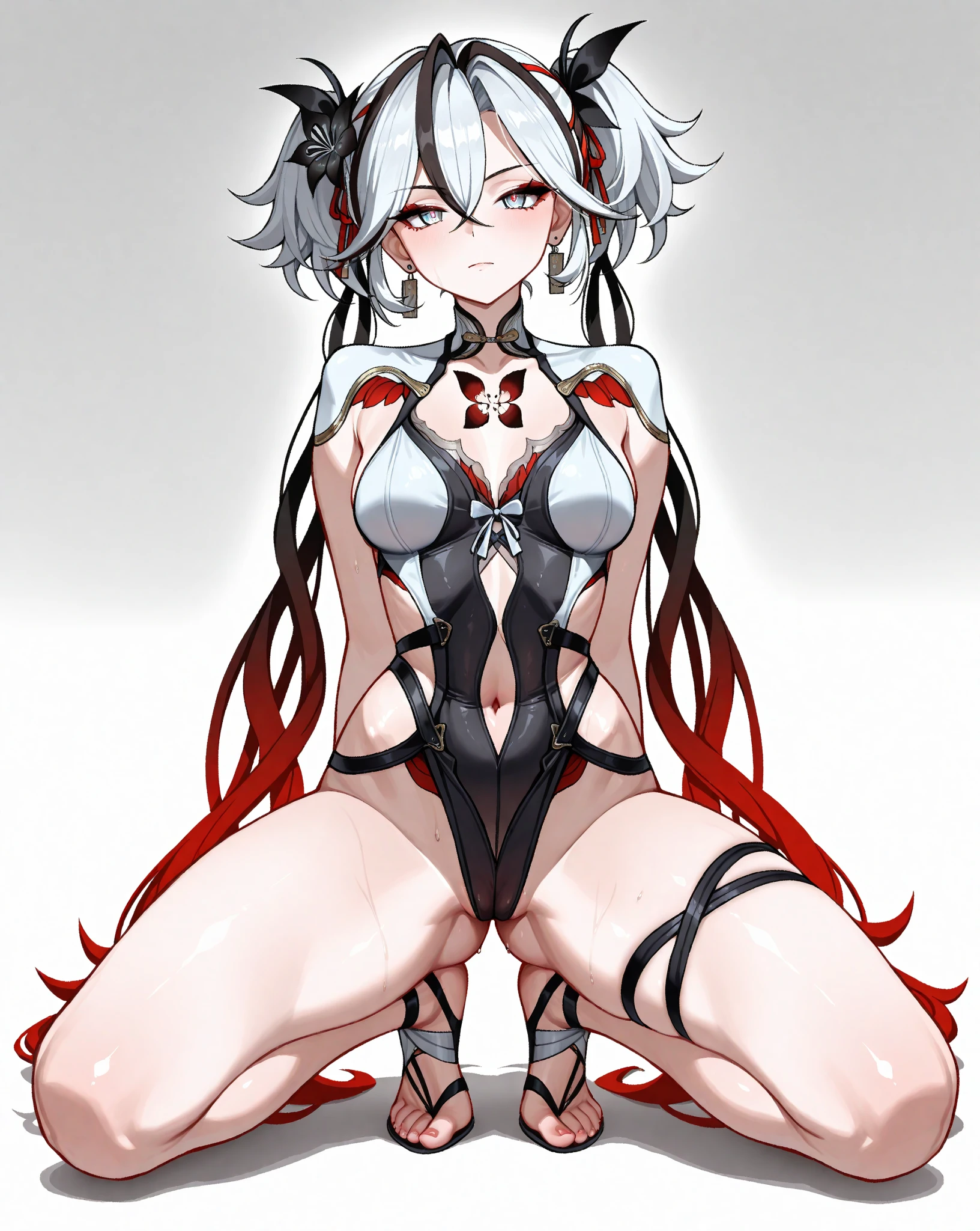 masterpiece，1 girl, big bust，((20 years)), ((pretty Woman)), ((yellow eyes)), ((short hair)), ((tie hair)), ((black masked)), ((Wear skinny thongs)), ((bulge)), ((micro bikini)), ((Detailed abdomen)), ((woman exercising body)), ((dynamic poses)), #interpretation:  A beautiful girl with short tied 绿头发, She has nipple pasties and a tight thong，Sex life，girl on top，Open abdomen，Sexual seduction，sit on it，white hair，cum，sex，pov  fuck