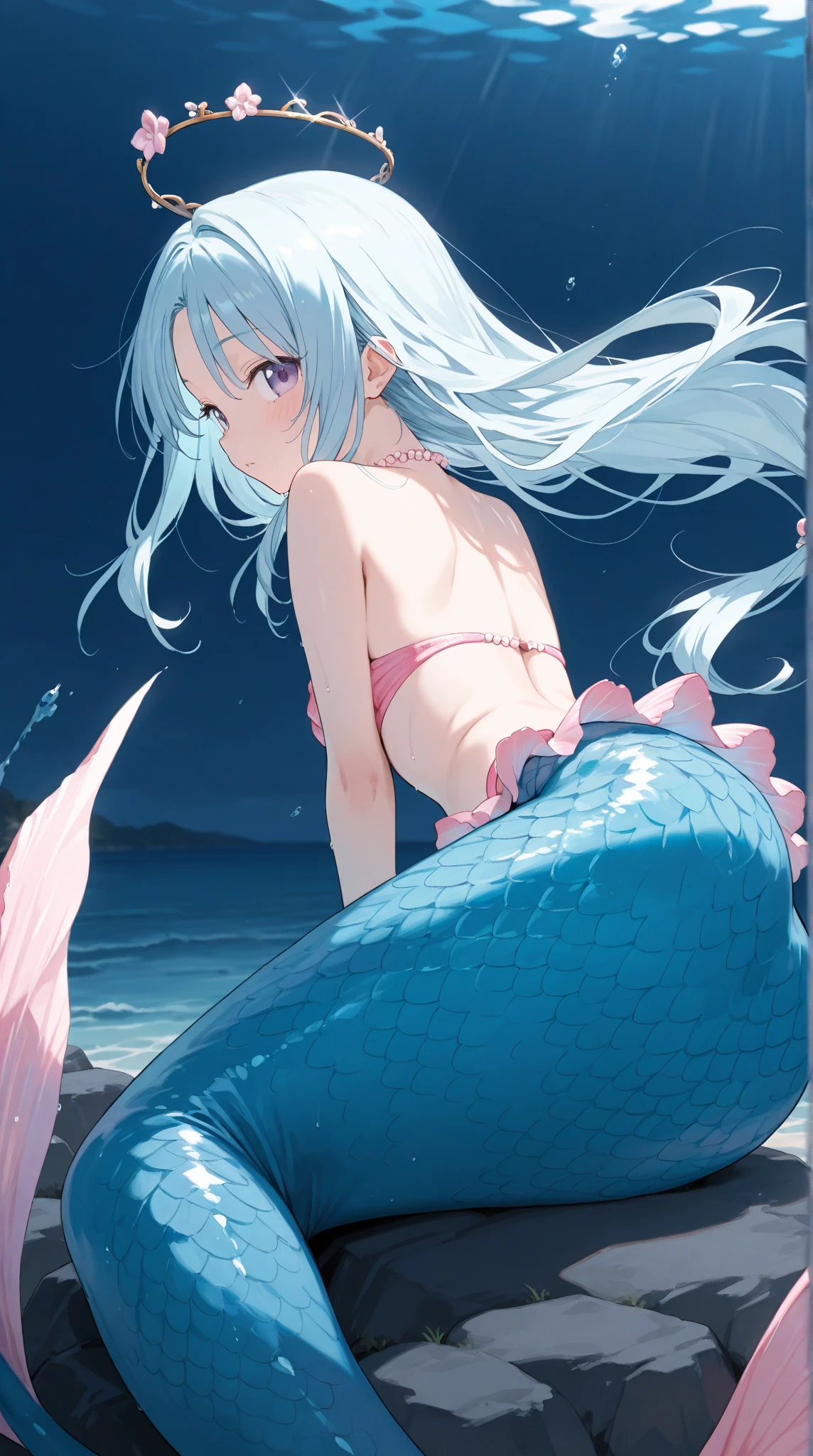 (masterpiece), Perfect Anatomy, Complex, (Very detailed), masterpiece, Realistic, Perfect Anatomy, Cinema Lighting, shading, Ultra-Dense Skin, Beautiful and beautiful eyes, Highest quality, Very detailed, (shape), Very detailed, Looking at the audience, (Very delicate eyes:1.3), , uta, uta, Long Hair, (Purple eyes:1.1), Gray Hair, Redhead, multicoloRedhead, (Hair on one eye:1.5), Two-tone hair, Split Color Hair, Hair Ring, Side Lock, smile, Grin, (Spa Background), Happy Theme, Indie aesthetic, smile, Dynamic pose, Bright colors, Shadow, Contrast, refraction, perspective, depth, Excellent anatomy, Amazing details,Big Breasts,Wide Hips,///////break break
//Fashion Tropical Mermaid,
Inspired by ocean colors and tropical marine life、Create vibrant and quirky outfits, let me'Starting with a rainbow-colored frilled bikini, Featuring layers of ruffles and playful textures, ターコイズなどのBright colorsを選ぶ, Coral, lime green, Hot pink captures the essence of tropical oceans.,
break
Accessorize with iridescent sequins, Artificial Pearls, Seashell decoration evokes the enchanting beauty of the sea。, harmonious colors、Flowing, A lightweight sarong or wrap skirt.、Adds elegance and movement。, Complete your look with beach-inspired accessories like flower crowns, Shell Jewelry, Barefoot sandals decorated with colorful beads, In this outfit, Playing in the tropical sea、You will embody the vibrant and charming mermaid spirit。,
break