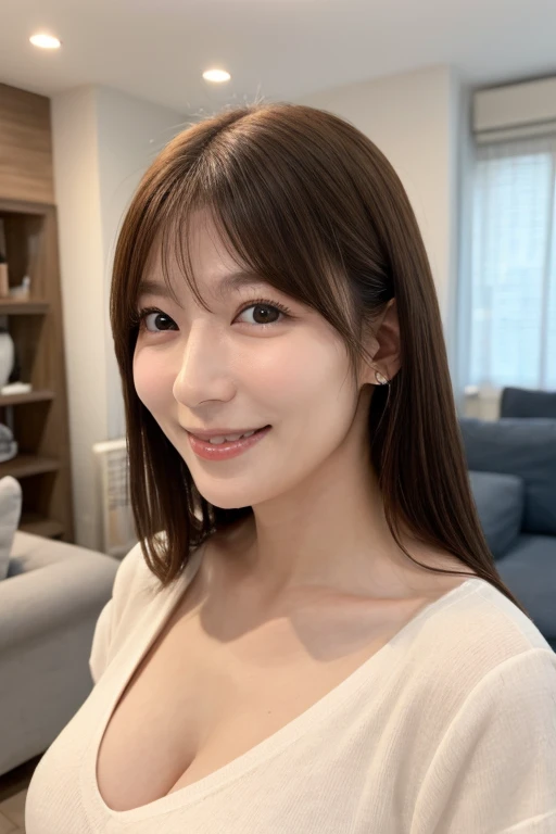Japanese ),((beautiful girl)),cleavage,An expression that imagines something pleasant:1.2,(perfect body beauty:1.2),((perfect body)),(shy smile),beautiful teeth,