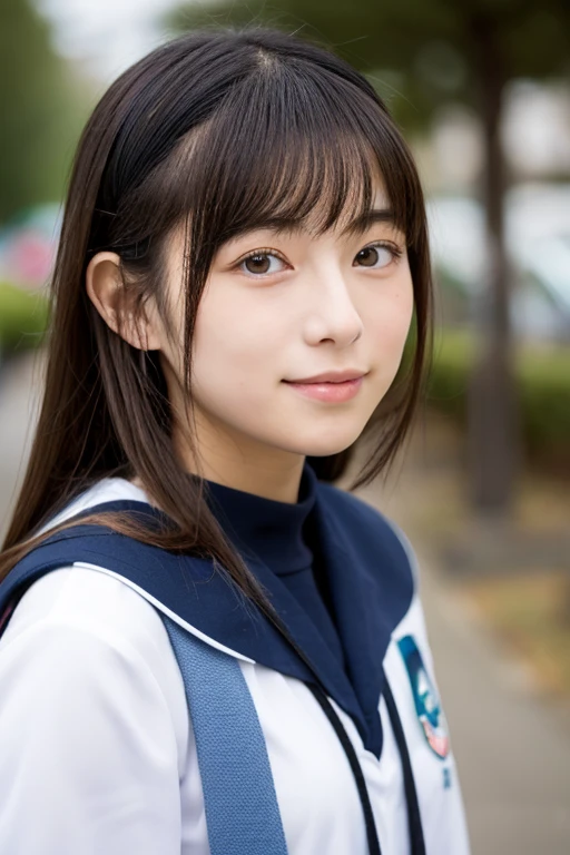 a beauty girl、sixteen years old、Japan sailor suit、short braid、pupils、