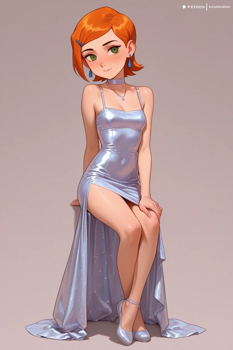 concept art beautiful woman wearing a seafoam green (tutu skirt), <lora:tutu_skirt-XL-1.0:1>,
coy smile, looking at viewer,
(orange hair Curtain Bangs),
spaghetti strap dress,
from below,
(comic book cover),
balancing, . digital artwork, illustrative, painterly, matte painting, highly detailed