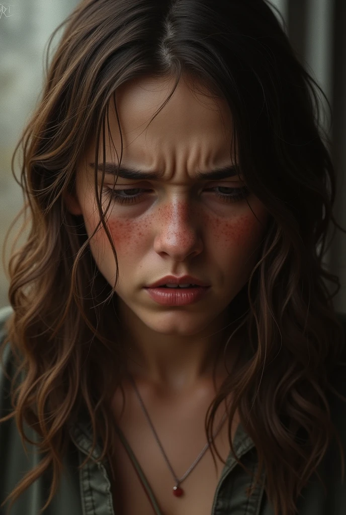 (crying, depressed: 1.1) woman, dark circles under her eyes, watering eyes, heavy tears, depressed, hair covering her face, side bangs, straitjacket, (best quality, high resolution: 1.2), ultra-detailed, (realistic: 1, 37 ), vibrant cores, lighting (soft, warm), style (portrait, fashion, photography).