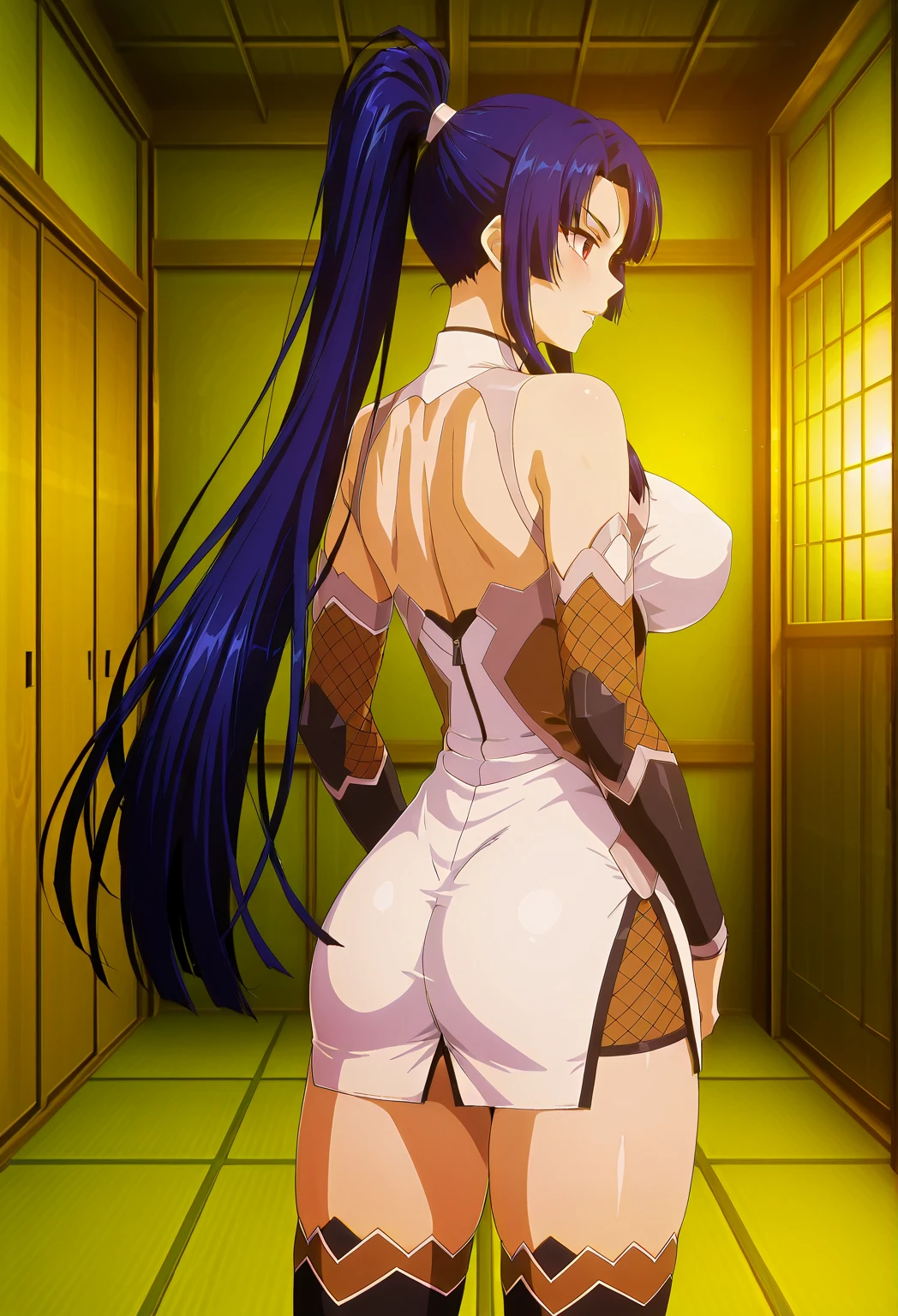 (masterpiece, Highest quality:1.2), best quality, cowboy shot, One person, alone, Completely naked, Butt, Troubled face, Turn around, Sole, barefoot