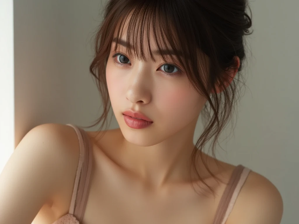 (Highest quality、8k、32K、masterpiece、Oil paints:1.2)、(Realistic)、(High resolution)、(Very detailed、Attention to detail、Rich skin detail)、Very beautiful face and eyes、One girl、Round and small face、Tight waist、perfect female body,large breasts,cleavage,Bright colors、(very curly, medium bob hair)、Cheerleader、Stadium
