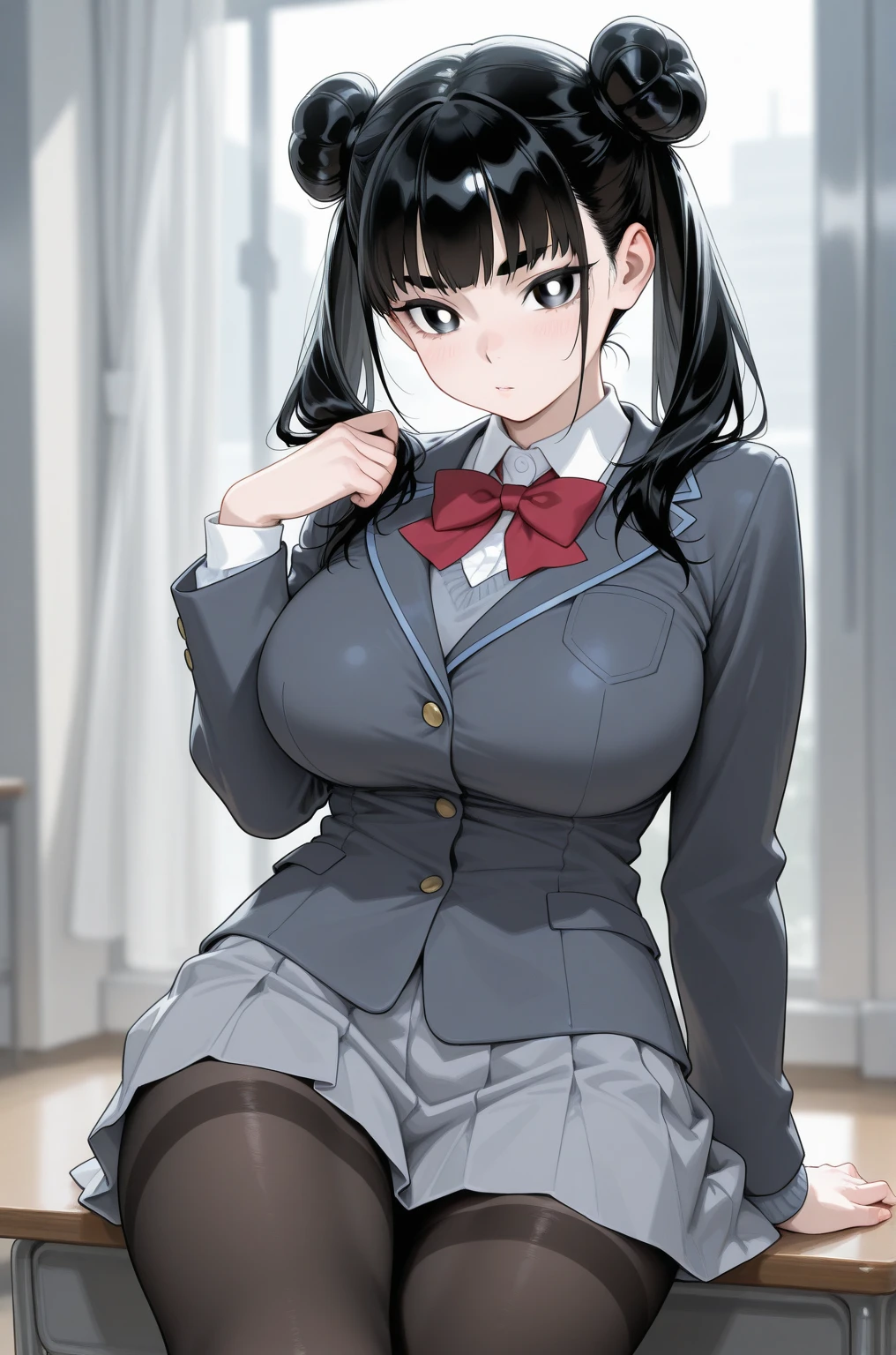 "(Perfect masterpiece:1.2), (Best quality:1.2), Stunning face, , Mature and plump, university student, Bright Eyes, cosmetic, Long and thick eyelashes, Full lips, Irresistible charm."(((Large Breasts、Breast sagging、Low-cut,Cleavage ,Wide hips,)))((Long legs)),Hourglass figure))