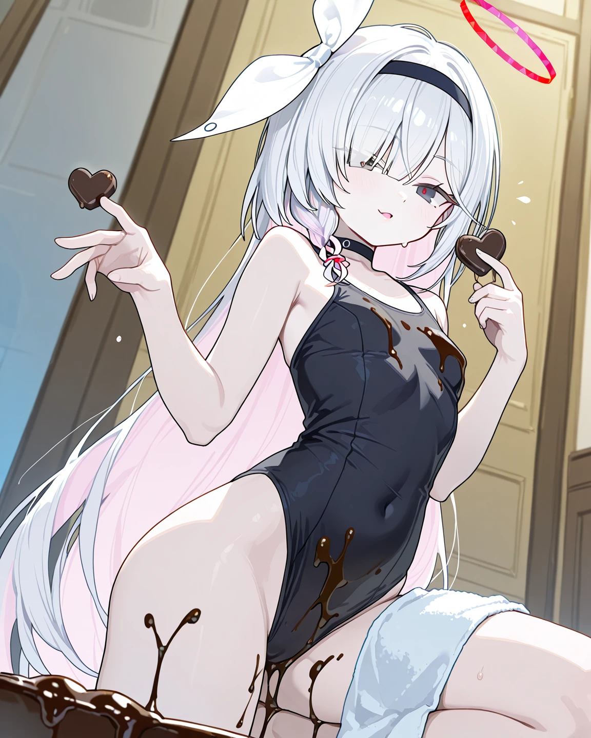 "2 girls (masterpiece)), [Slim], (Small breasts), Pale skin, ((Detailed eye background blur), ganyudef white long hair, Red eyes, villainous, Dark theme, [eyes liner], Evil".. Embracing. Profusely Blushing, profusely sweating. Naked Lesbian.  (Groping fondling pulling breasts). Spit. (Bunny suit).  [multiple penetration cream-pie] [stripping of clothes].recoil, violent. Heart pupils. Deepthroating. (Cum dripping pussy spread ) exposed . Pulling hair, long tongue. Masturbation. Giant Dildo. . . Open mouth. Smut. Erotica. Decapitated. Choking. Riding on dildo.  sex toys, pantyhose. Covered in cum. Cut in half . High heels. Spreading pussy. Grinding, one arm raised. Stomach deformation. Legs sticking up. Small boobs. Flat chest. Teenage.