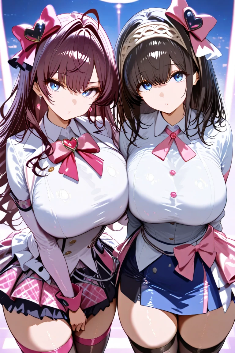 (masterpiece:1.2), Hyper Detail, Highest quality, (Complex_detailed:1.1), Beautiful details, Beautiful Hair, alone, Two people,Embrace each other、One side up,(sweating:1.2),(vapor),Heavy breathing,vapor,chuckle,From above,shoulder,((White sexy bra)),Cleavage,dark,Backlight, shoulder focus,Focus on the chest,Greasy breasts,Focus on the chest, shoulder focus,throw,Upper Body,Nirou,Overlooking,