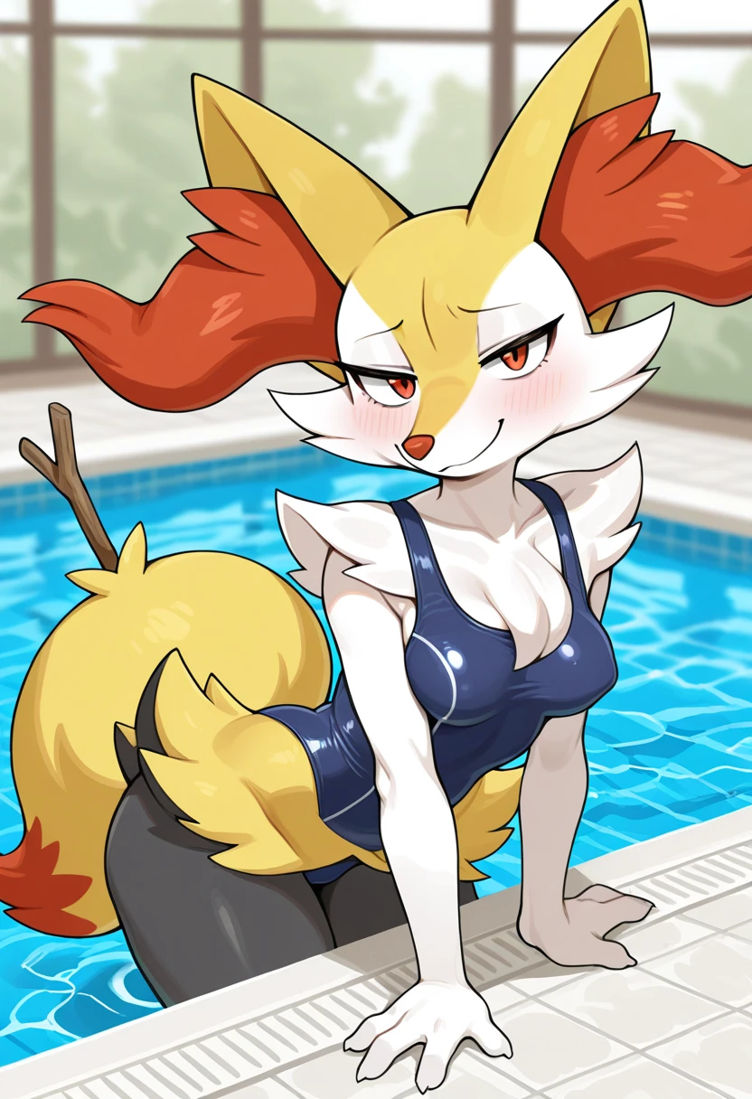Braxen /(pokemon)/, big breasts, naked, in a pool