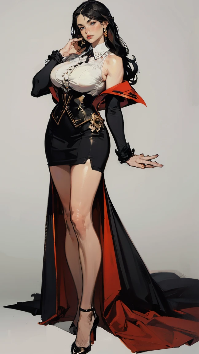 A great masterpiece of a super anime master,there is a woman in a black dress posing for a picture, Full body posture,Full body like,hajime sorayama designed girl, Jeffrey Catherine Jones pose, Charlie Bowater style, style of raymond swanland, Inspired by Jeffrey Catherine Jones, style ivan talavera and artgerm, Artgerm Greg Rutkowski _ greg, charlie bowater character art, Raphael Albuquerque Comic Art