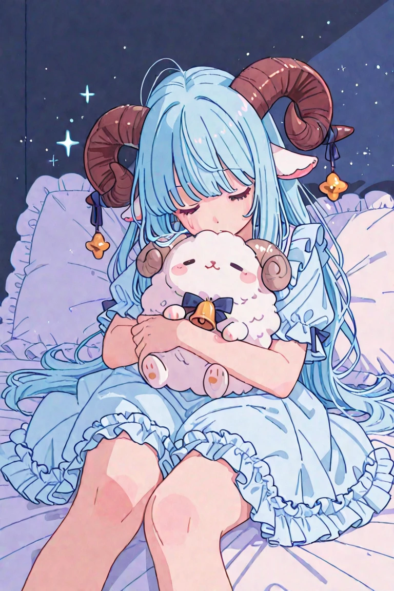 (masterpiece, highest quality), Very detailed, Anime Style, whole body, Traditional Witch Girl, Wearing a loose red dress, Ram's horns growing from his head, Pink miasma in the air, Feeling sleepy、Digital Painting, 8K High Resolution, Trend Art Station, White Background, whole body、Red-pink、Girl with sheep motif、Cute Dream、mist、Pink Flower、Sleep comfortably、Cute sleeping face、Sleep with a smile、Very light purple and very light pink clouds