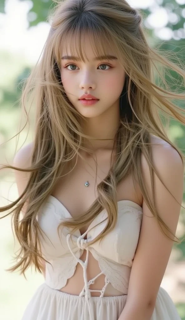(masterpiece), (Realistic), (highest quality), blurred background, (beautiful_(intractive)_Symmetric_feminine_(Lovely)_Otaku:0.8_model+face), Sunburned+woman_28+Year, straight_blonde_Loud volume_hair, (small)_amount, small_(Arched)_Eyebrow, Blue gray_almond_Flipped_eye, most beautiful_perfection_nose, beautiful_Dimples_round_feminine_cute_cheek, prominent cheek骨s_feminine_cheek骨, beautiful_feminine_lips, (rounded)_beautiful_feminine_Chin, beautiful_feminine_jaw, 175cm_beautiful_feminine_body, Moderate_chest, Moderate_chest, wear_feminine_white_ditch_coin, Sensual_Friendly_Performance, (Looking_in_Audience), Portrait, colgine_笑face(16k, RAW Photos, highest quality, High resolution, ), (I can see a little bit of nipple swelling through my clothes.)High-definition RAW color photos, Professional photos, (Layered silhouette: 1.2), Complex patterns, , (Realisticな, photoRealisticな: 1.3), ( Japanese Girls), , 巨乳 非常に張りのあるchest、垂れていないchest、chestの谷間を見せている。Too much exposure、(NSFW)Shine, (細かいface: 1.2), (masterpiece: 1.5),きめ細かいbeautiful肌, (cute:1.2), (sexy) (highest quality :1.2),((A girl, 1 girl : 1.3), solo, solo focus))、(One head according to human anatomy、Two Arms、Two Legs、Five Fingers)
「奇形や不自然なbodyの部位がない,完全に正常な人間のbody型」「人間の解剖学に忠実なwomanの描写」、(健康的inバランスの取れた生き生きとしたwomanのPerformance)Her breasts are completely exposed from her clothes and swimsuit, revealing her beautiful light pink nipples.