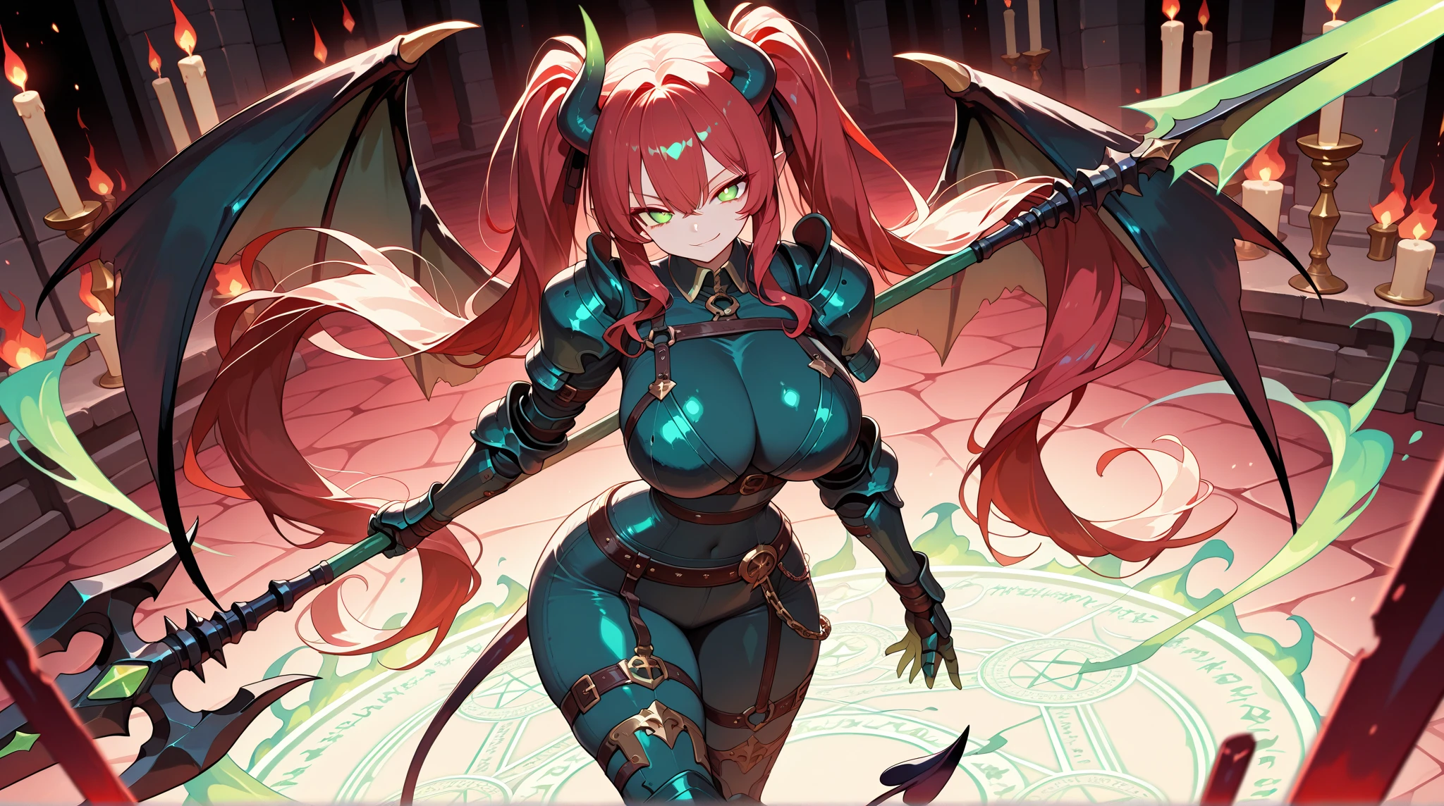 Dragon Woman, Wings and Horns, Orange Eyes and Red Hair, Dragon's Tail