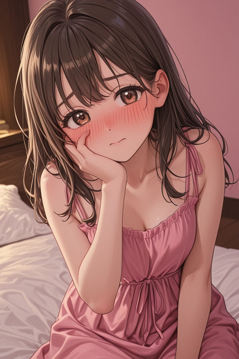 (フルヌード)、(8k、RAW Photos、Photorealsitic:1.25)、(lipgloss、eye lashes、Shiny face、shinny skin、best qualtiy、超A high resolution、depth of fields、chromatic abberation、Caustics、Wide range of lighting、Natural shading、Kpop Idle) The viewer looks calm and goddess-like with a sense of happiness、accurate depiction、Girl looking up、 Sperm on the face、cloudy spermatozoa、(Ahegao)、sticking out the tongue、(excited)、fullnude、The upper part of the body、shot from a side angle、sitting on a bed、