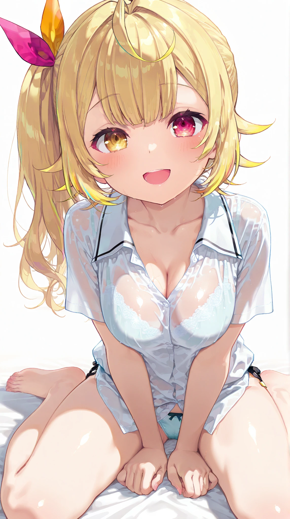 Highest quality、High resolution、Detailed Background、(Beautiful face in every detail:1.4)、Anatomically correct、(Detailed facial expressions)、(fine grain:1.2)、One Girl、Cute hair colors、Braided bob cut、Elementary school, (Deep V-neck T-shirt、Cute Skirt、Cute Shoes)、Perfect body line、Laugh with a big mouth、I can't see the teeth、have long bones, Pointing stick is a long bone、Point to the surface of the wall with the bone、Photographed from the front、Deformation、Chibi Character、