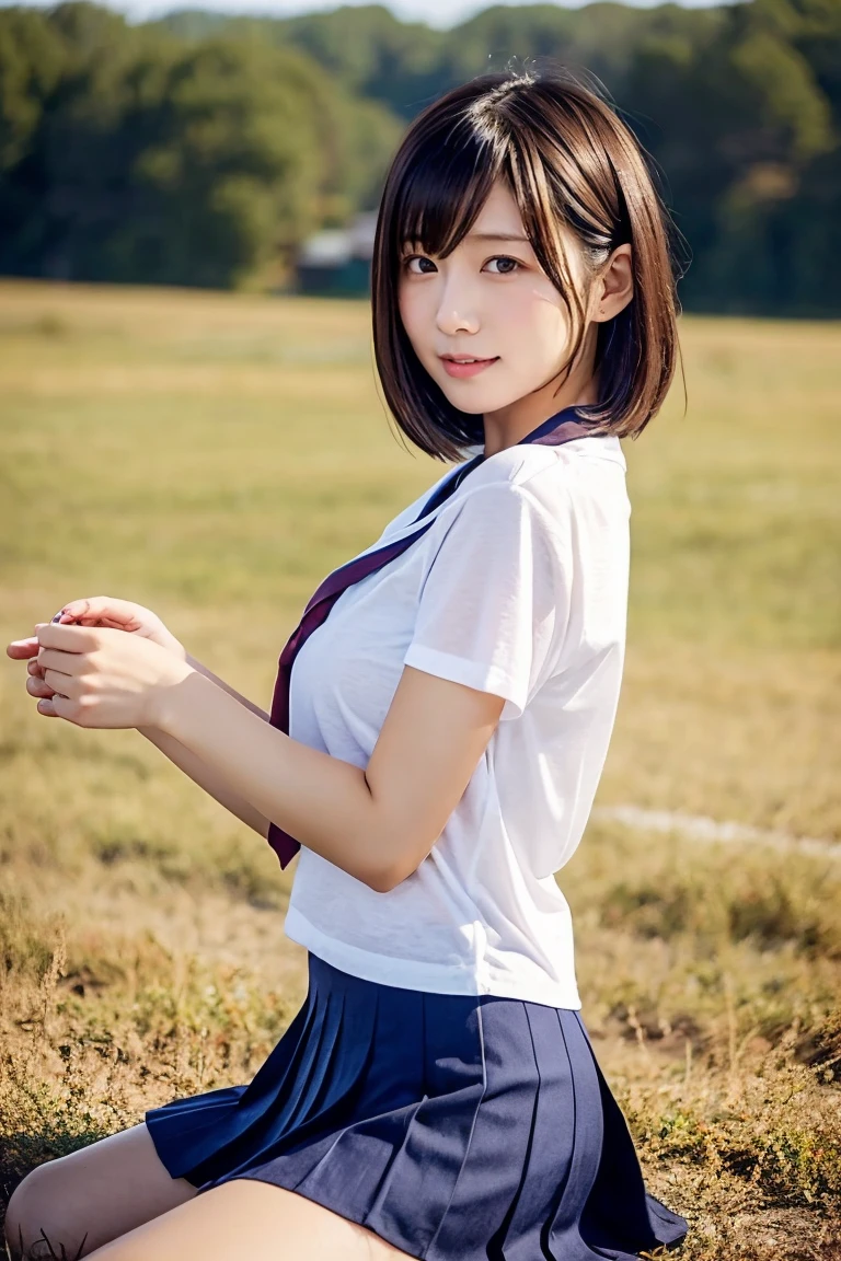 (Raw photography、top-quality)、female pervert(masterpiece:1.4)、(8K、realisitic、Raw photo、top-quality:1.4)、japanes、(1girl in)、beauitful face、(Real Face:1.4)、(Caramel hair、Bob Hair Hair:1.3)、Beautiful hairstyle、realisticeyes、Beautiful Detail Eye、(Real Skin:1.3)、Beautiful skin、enticing、超A high resolution、A hyper-realistic、high-detail、the golden ratio、(详细的脸:1.4)、high-school uniform、Cotton white underwear and pleated skirt、NSFW、 Pose(Get on all fours、Bend your knees and open your legs)、frontage、Show me the butt side of your panties、realisitic、Photorealsitic:1.3)、top-quality、masterpiece、extremely delicate and beautiful、A highly detailed、nffsw、A sense of unity、2k wallpaper、magnifica、Beautiful in every detail、masterpiece、浅笑、top-quality、Highly detailed ticker Unity 8K wallpapers、huge filesize、ultra-detailliert、hight resolution、ighly detailed、Slim body、A slender、(Bob Hair Hair)、(brown haired)、looking at viewert、Normal、C Cup、NSFW、、、、PureFace_v1:0.8. High School Girl、shortsleeves、White Short Sleeve Cutter Shirt、Dark blue pleated skirt、Panties are perfectly visible from the skirt、If you spread your legs from behind a schoolgirl on all fours and look at it、The panties are in full view、Girl looks back、I'm looking at this、It's a smile、