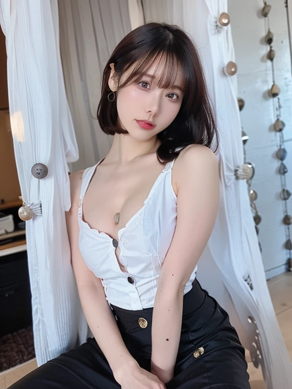 top-quality、hight resolution、ultra-detailliert、masterpiece、Raw photography、realisitic、Photorealsitic、extremely delicate and beautiful、finely detail、Textured skin、full-shot、(in hotel)、1woman and 1man、japanese、18year old、(((wearing white blouse and plaid long skirt),detailed bra showing,、((rib knit blouse)),tall,Brown hair、wavy hair,short hair,Wearing makeup,、Do not wear anything on your arm、perfectly proportions,spreading her legs,focus her panties,(((sexual position missionary))),(((lying down on the mattress))),ponytail,dynamic angle,vaginal sex,((having sex)),upclothes and bare breast,(((missionary pov)))