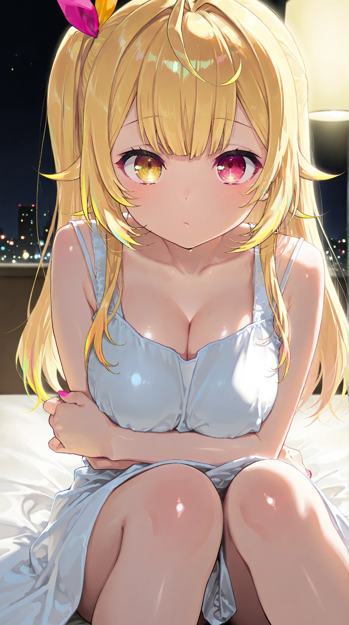 Area Yase, catalyst, yellow hair, long hair,windows,big breasts,Sleeping with your eyes closed,romantic starry sky,A meteor crosses,Light blue camisole,light blue underwear,sleeping in bed,night,Head,dark room,night,
break indoors, Bedroom,
break (masterpiece:1.2), highest quality, High resolution, unity 8k wallpaper, (figure:0.8), highly detailed face, perfect lighting, Very detailed CG, (perfect hands, perfect anatomy),