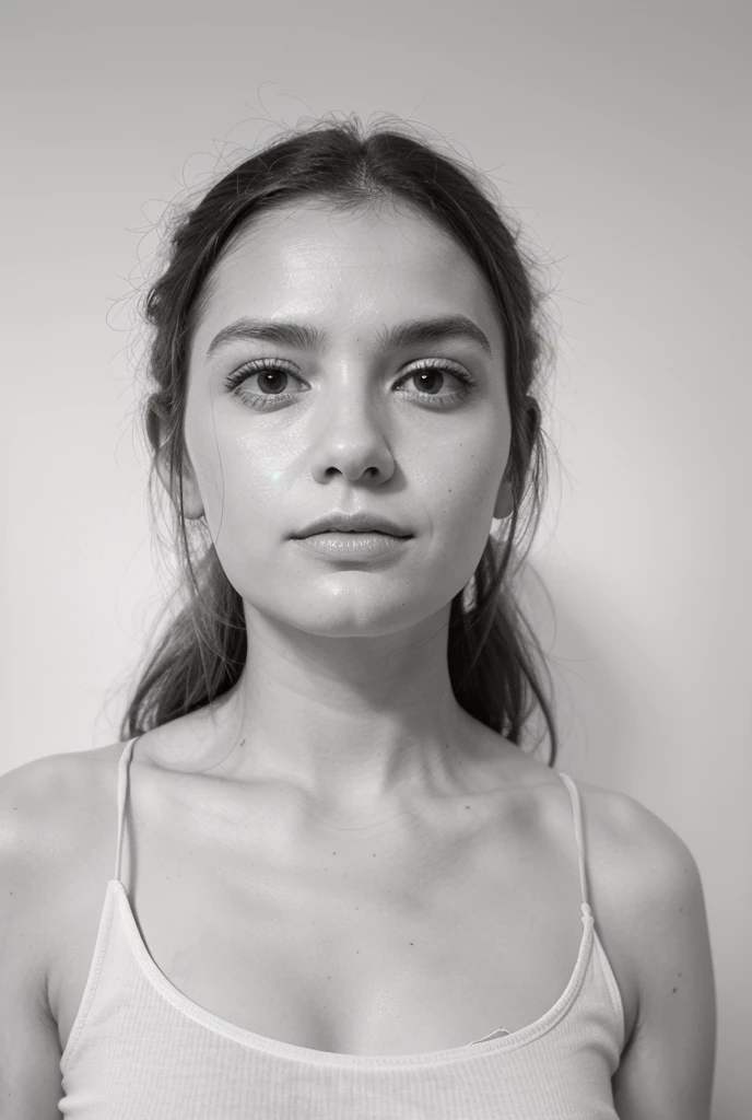 Greta Thunberg, strapless bra, (Modelshoot style), ultra realistic, slightly chubby, (high detailed skin:1.2), 8k uhd, dslr, Dramatic Rim light, high quality, Fujifilm XT3, covering her breasts with her arm