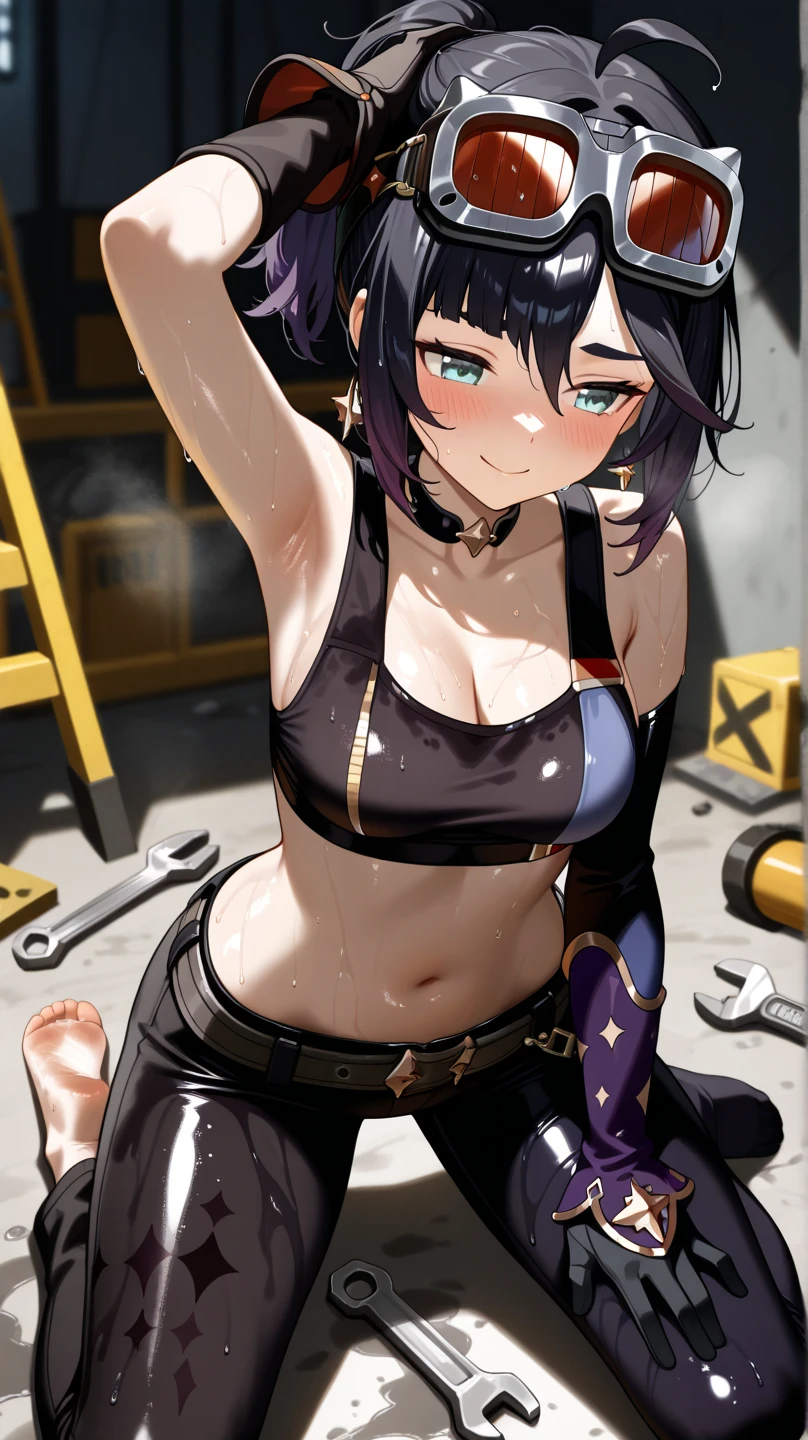 ((best qualityer)), (detailded), 1 girl, shorth hair, curvilinear body, stretching