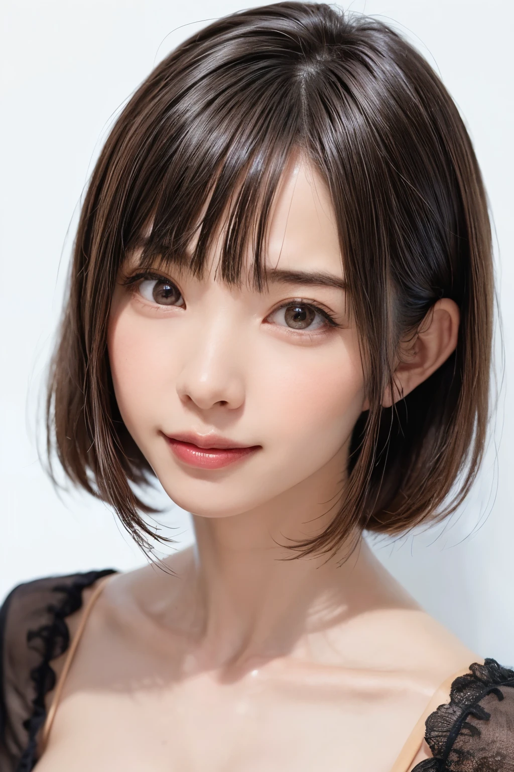 (software:1.8、masterpiece, Highest quality),1 person, alone, hyper Realistic, Realistic,Realistic, Looking at the audience, Light brown eyes:1.4,Brunette Short Bob Hair with highly detailed shiny hair, Brightly colored winter clothes, Lepangas:1.4), Outdoor, Mouth closed, Upper Body、big chest eye、eyelash、{Hugeな|big chest|Hugeなな|Mega} whole :2, chestの谷間:2、(((big chest eye、Short Bob Hair、Highlights from Students、Looking at the audience、She is very beautiful and cute、Show me your ears、Long neck、smile、Close your mouth and smile、Bangs and beautiful teeth)))、Ideal body type、（Nothing is drawn、A very beautiful pure white background:1.6）、美しいLong neck:1.4、(({Huge|big|Hugeな|Mega} chest, chestの谷間:2、Upper Bodyは服を着ていない:1.6))、(((Portraiture:2)))、Perfect Anatomy