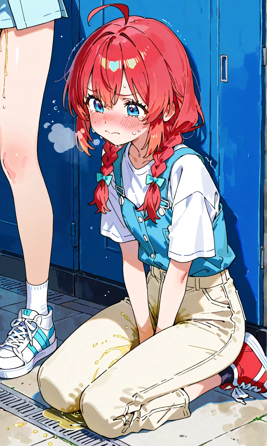 score_9, score_8_up, score_7_up, source_アニメ, masterpiece, rating_safe, 1girl, 独奏, hinata, one side up, blue dress, white sailor collar, white long sleeves, red bow, blush, indoors, full body, leaning forward, skirt open、Cute pose、blush、Watery eye、tentacle, tentacle sex, Creampie、vaginal tentacle penis, missionary, saliva trail, (orgasm), Drooling pulls a thread、(Semen overflowing)、Cum String、A lot of semen、Anime H、Anime Images, (Violent Rape)、Trembling, Tentacles inserted from the front、constrained、大量触手constrained、Tentacle insertion、Overflowing semen、Tentacle insertion中陰茎, uterus at viewer tentacle penis inserted into pussy from cross section looking through