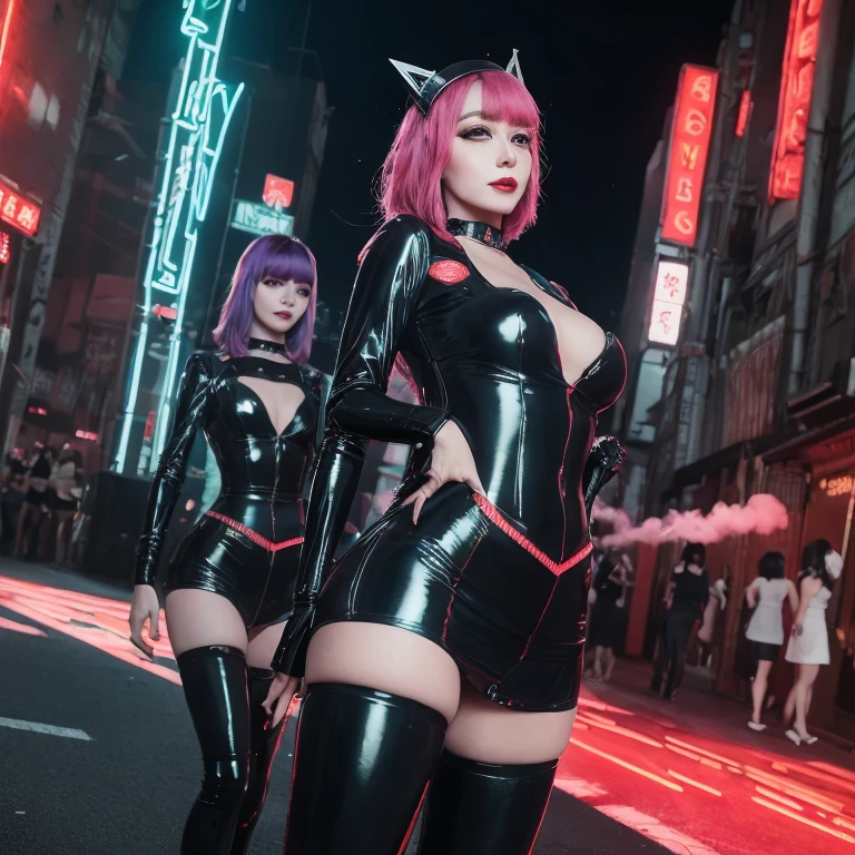 There is a woman with large, wet breasts in a futuristic outfit posing for a photo, cyborg girl, beautiful cyborg girl, Cyberpunk anime girly girl, cyberpunk anime girl mecha, Cyberpunk girl, women&#39;s science fiction, Wojtek FUS, Cute cyberpunk girl, WLOP. Science fiction, cyberpunk 2 0 years. o Model girl, girl with mecha cybernetic armor, seductive cyberpunk dark fantasy, cyberpun anime girl