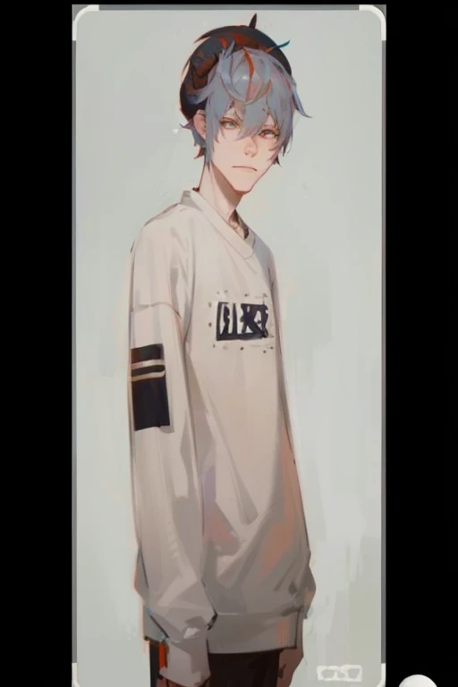 a drawing of a person with a shirt on standing in front of a blue background, slender boy with a pale, full body portrait of a short!, loish |, with a sad expression, thin young male, faded drawing, blurry and dreamy illustration, halfbody portrait, he is sad, soft anime illustration, looks sad and solemn, loish art style