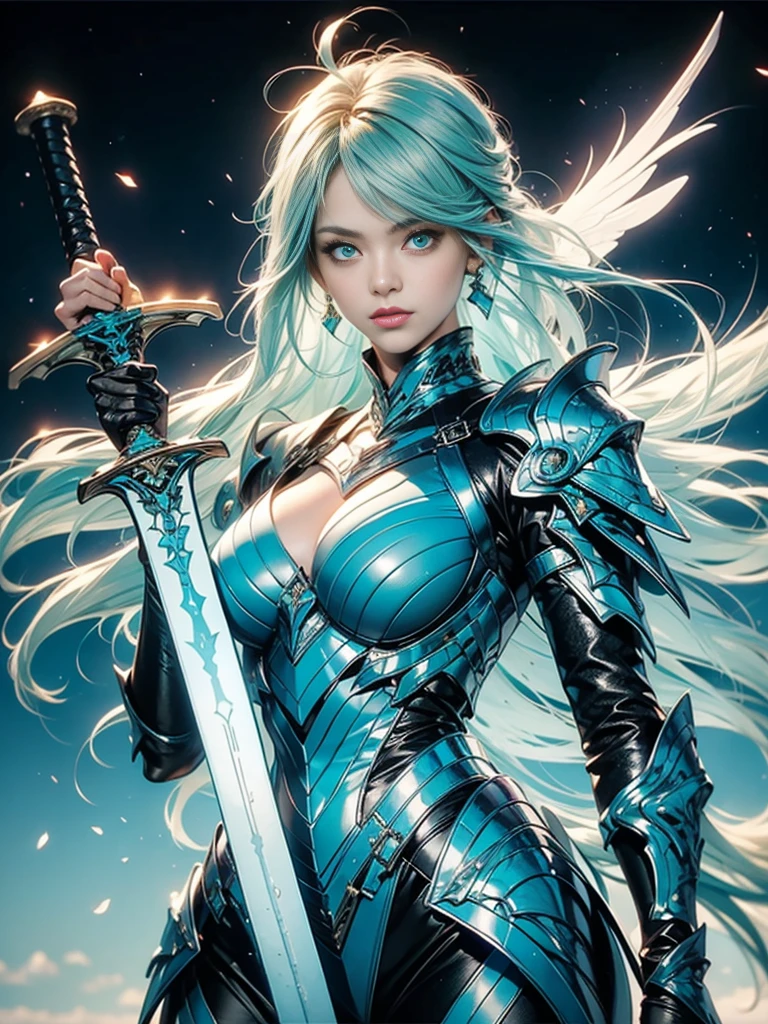 a close up of a woman in a silver and blue dress, chengwei pan on artstation, by Yang J, detailed fantasy art, stunning character art, fanart best artstation, epic exquisite character art, beautiful armor, extremely detailed artgerm, detailed digital anime art, artgerm on artstation pixiv, armor girl