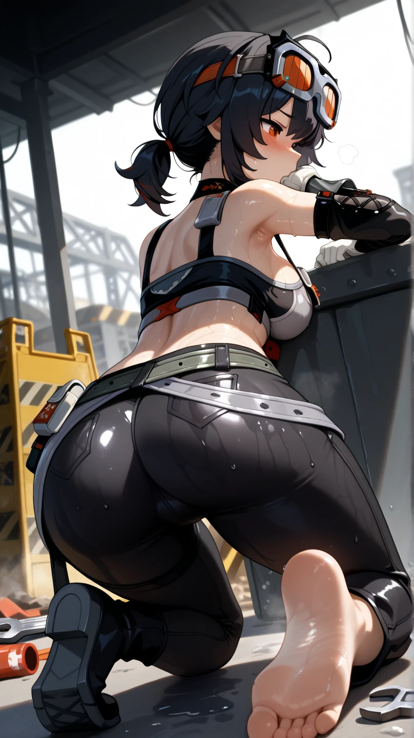 (8K、ultra high resolution、highest quality、masterpiece、realistic、ultra high resolution:1.2)、High-definition RAW color photo、professional photos、 (whole body:0.8)、(realistic、photo realistic、motion blur:1.2)、(big breasts、Always have a firm butt、beautiful butt、big ass、toned body:1.2)、((Always colorful and very shiny mountain bike racing uniform、A beautiful Lara Croft always rides her bicycle dynamically:1.3))(Straddle the saddle(saddle with white dildo、insert white dildo in pussy) Copeous amounts of love juice dripping down the dildo. Bright colors、vivid lighting、scenic downtown:1.2)(natural skin texture、fine skin、hyper realism、intricate details、Depth of the bounds written、adult woman、(masterpiece、highest quality、high detail))、look at the viewer、Helmet Eyes tightly closed. Yawning.