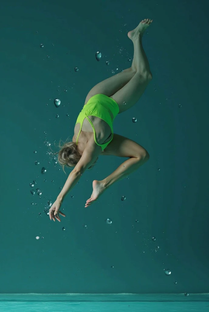 (8K, Original photography, Top image quality, masterpiece: 1.4), hyper HD, (Realistic, 真实感: 1.48), realisticlying, A high resolution, softlighting. Tiny Girls, girl jumping into the water、Falling、jump into the water, diving to water surface