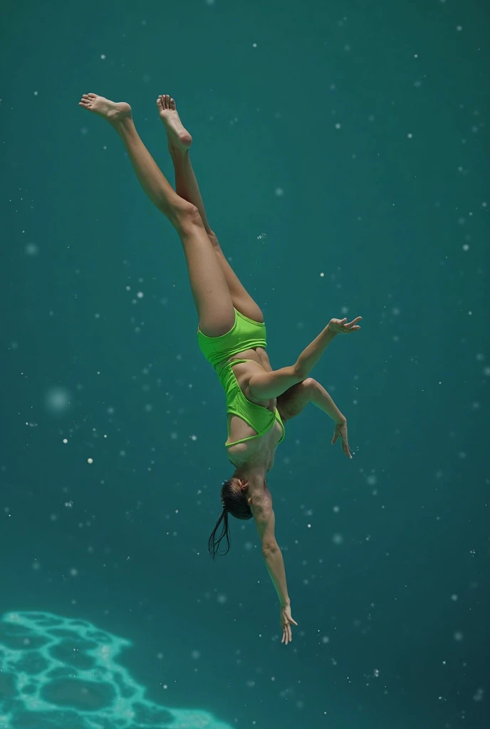 Diver diving into the depths of the sea towards the Windows 10 logo