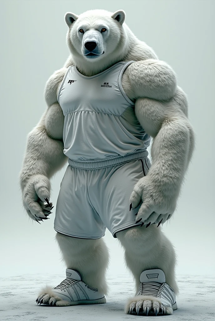 chubby dad male polar bear blue eyes, on bed bent ankle , no clothes , white briefs , watch , spread legs ,living room, sunlight, adidas shoes , all white socks , high quality , drawing black lineart , kemono , detailed eyes, crest hairs