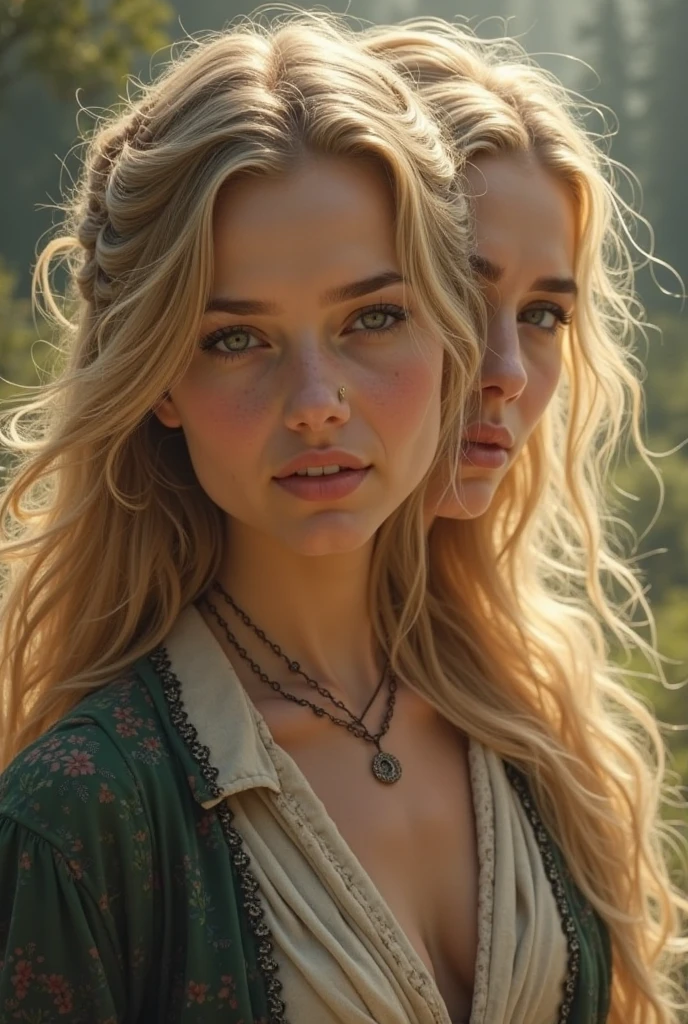 photo of kathwin with long blonde hair and a necklace, (high detailed skin:1.2), 8k uhd, dslr, soft lighting, high quality, 80mm, hasselblad, HDR
viking bra out of leather
