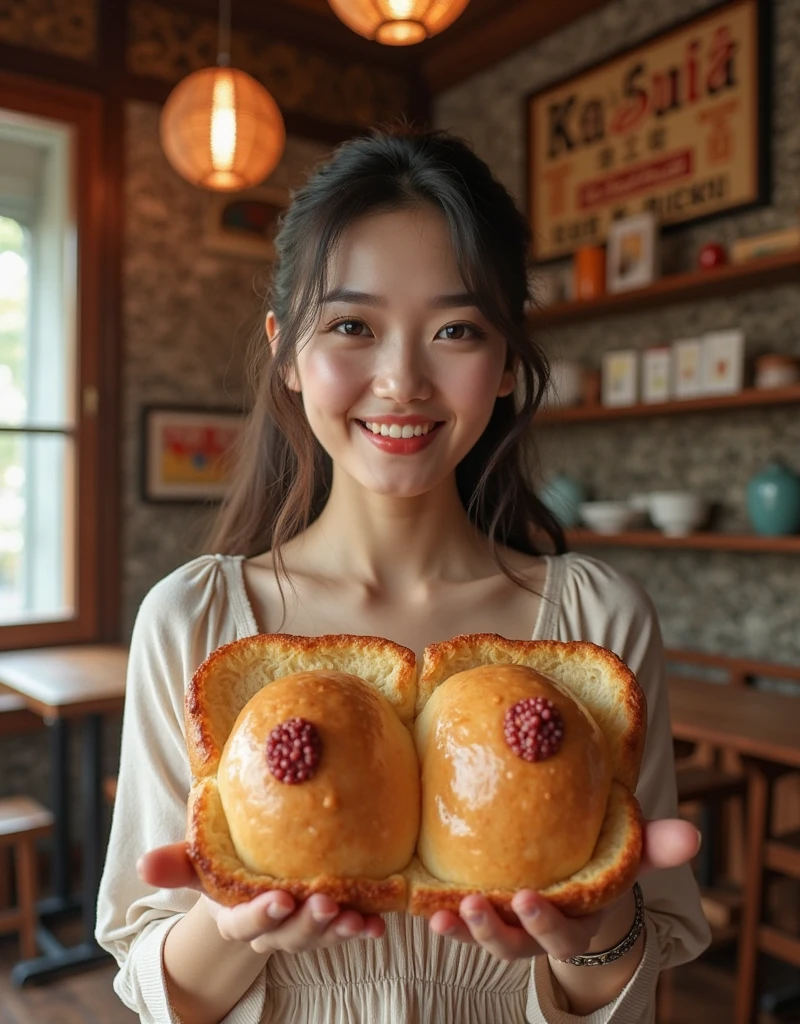 (Extreme Wide Shot:1.3),(Background burger shop:1.5),((90´s hairstyle)),(Beautiful huge breasts:1.5),(Slim waist:1.3),(V string bikini:1.6), Earrings,highest quality,(((masterpiece))),8k,Photorealistic,Japanese women:1.5,(Thin eyebrows),