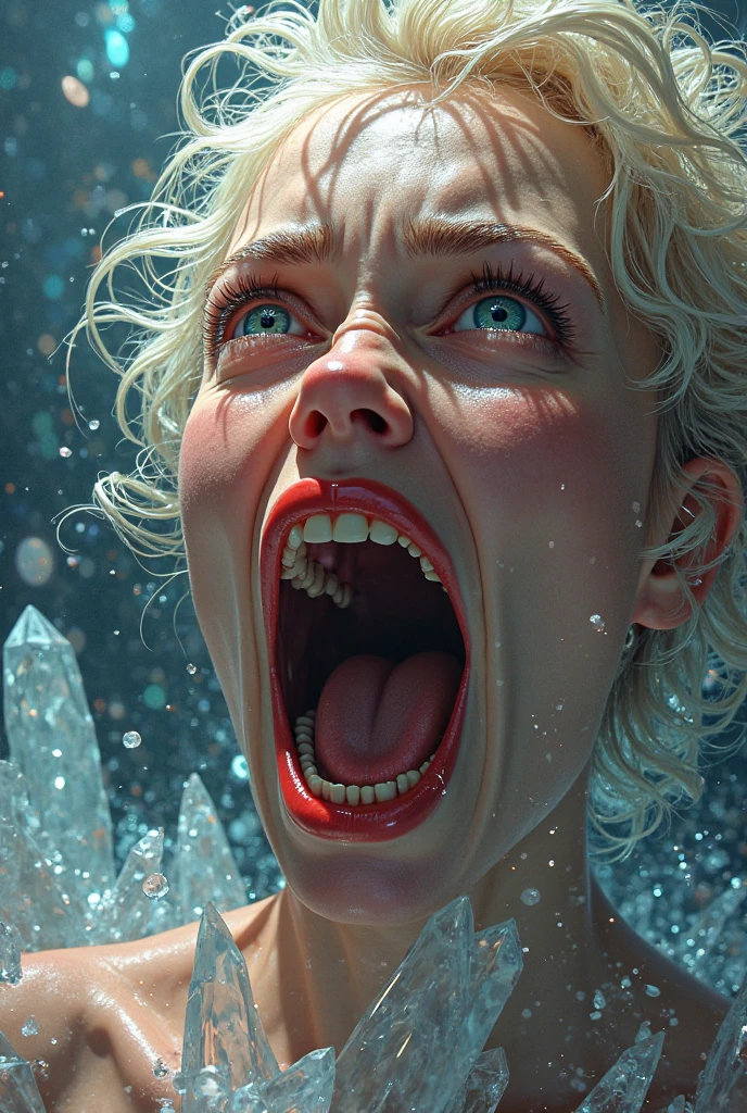 (beautiful screaming nude woman), (eyes open), (terrified expression), (((frightened expression))), (((startled expression))), (((crying))), (((shouting))), (marble face), (face made of marble), (face turning into marble), (head made of marble), (ASFR), (turning into marble), (becoming marble), (lying buried in the snow in a blizzard), ((((half made of marble, half made of flesh)))), side profile