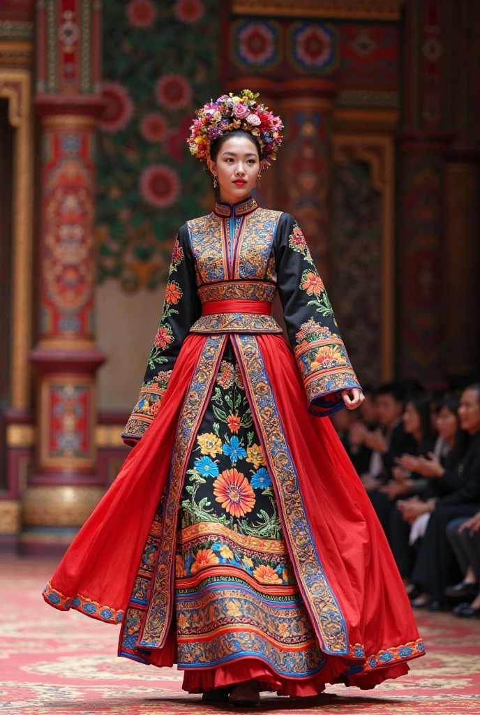 (8k, RAW Photo, Best Quality, Masterpiece: 1.2), (Realistic, Realistic: 1.37), 1 Girl, Aalfi Woman Posing for Photo in Red Dress and Headdress, Gorgeous Role Play, Beautiful Costume, Complex Fantasy Dress, Beautiful Fantasy Queen, Chinese Dress, Complex Dress, Complex Costume, Traditional Beauty, Gorgeous Chinese Model, Chinese Costume, Inspired by Lan Ying, Wearing Gorgeous Costume, Inspired by Puhua, wearing elegant Chinese Xiuhe dress, Chinese wedding dress, Phoenix crown Xia hand, antique bride