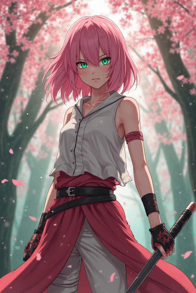 Stunning image of Sakura Haruno, photo in 8k, in action, cinematic.