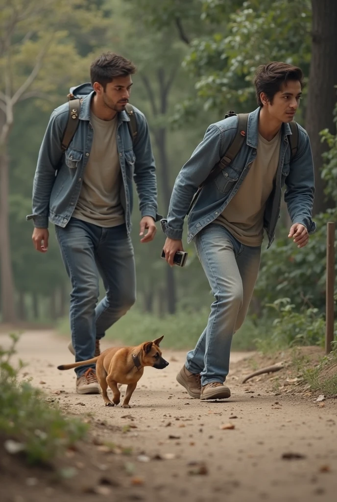 A boy and a woman saving a fox from a trap