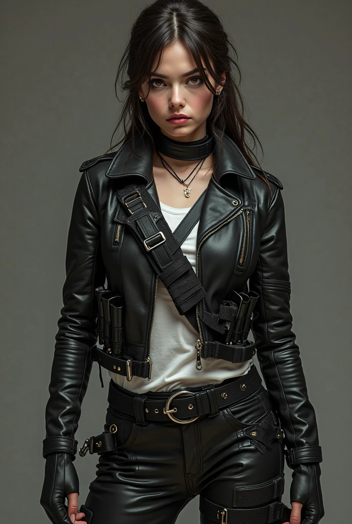 women wearing suspenders and hotpants, leather, straps, buckles, steampunk, open leather duster