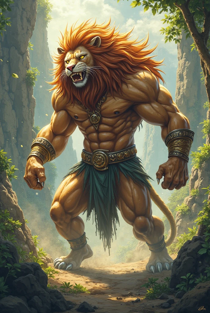 Man and lion fusion