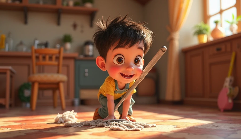 A boy carving a larger soap art
