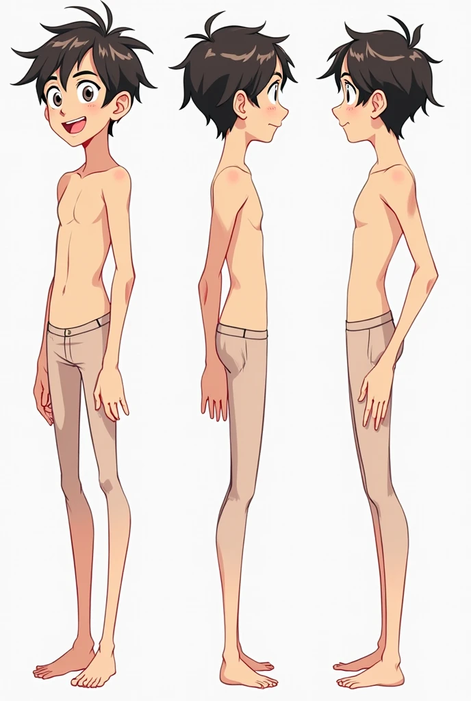  Male in a full body a little bit of muscle skinny korean type guy with no clothes in anime style with a cute pose