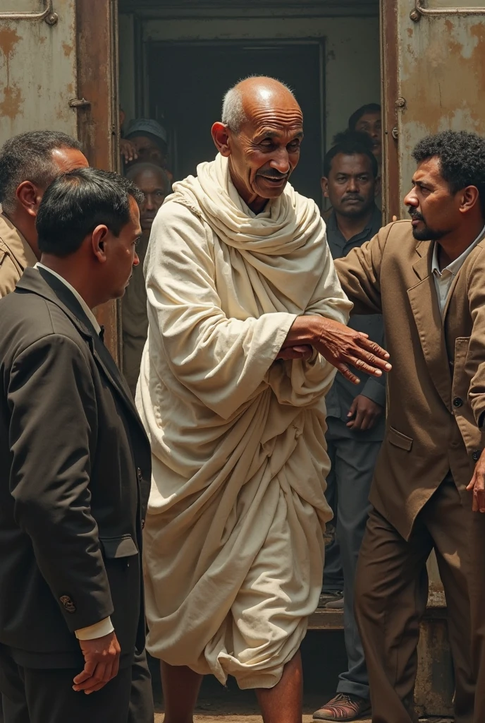/imagine prompt: 2d, personality: [Depict a moment of realization for Gandhi in a crowded London street during the early 1900s, where he faces discrimination. His expression shifts from confusion to resolve, conveying the emotional impact of this event on his philosophy of nonviolent resistance]unreal engine, hyper real --q 2 --v 5.2 --ar 16:9