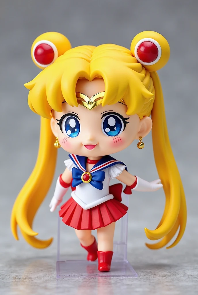 1girl in、nendoroid、figurine、From Sailor Moon、Tsukino Usagi、Cute smile、dynamic movements、